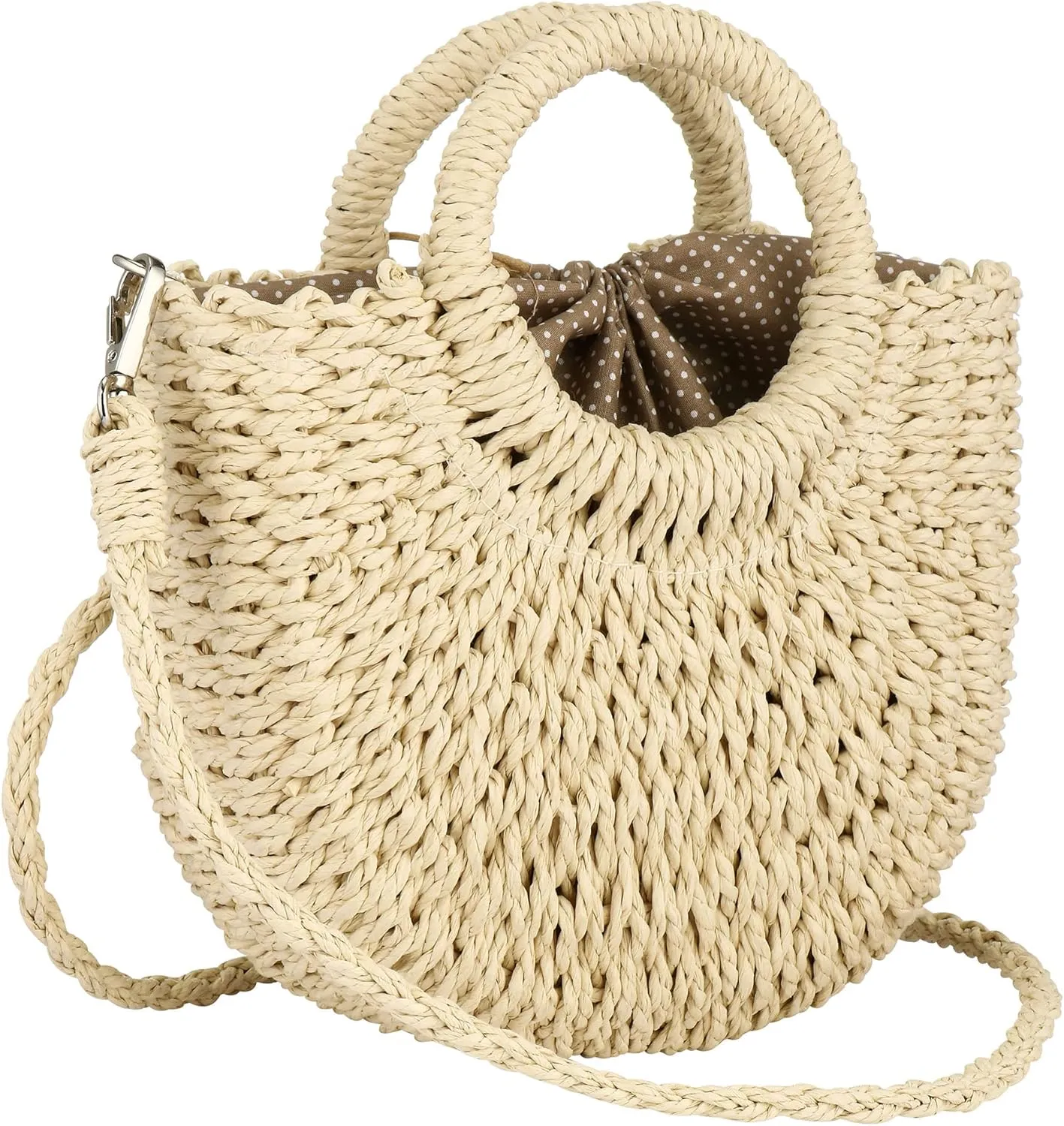 Rattan Handmade Straw Tote Handbag Beach Shoulder Bag Summer Beach Rattan Bag Straw Bag