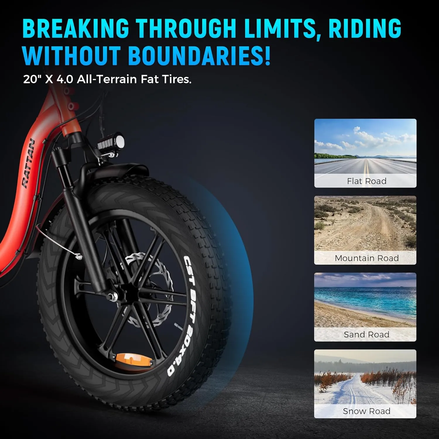 Rattan LM/LF Pro/Ultra 1500/1800W(Peak) Electric Bike, 13Ah/40.5Ah Battery, 60-120Miles Range,Folding Electric Bike, 28MPH/33MPH Foldable Ebikes, Hydraulic Brakes, 20" X 4.0 Fat Tire Ebike, 2 Seater