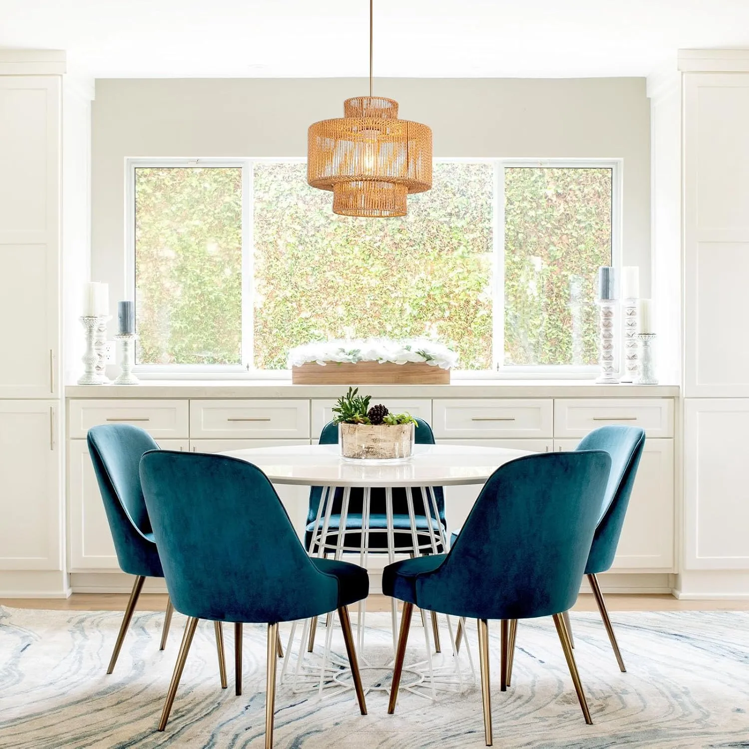 Rattan Pendant Light Boho Chandelier for Dinning Room Bohemian Hanging Lights 3-Tier Rattan Chandelier Basket Light Woven Light for Bedroom Entrance Hallway Kitchen Island Light Fixture