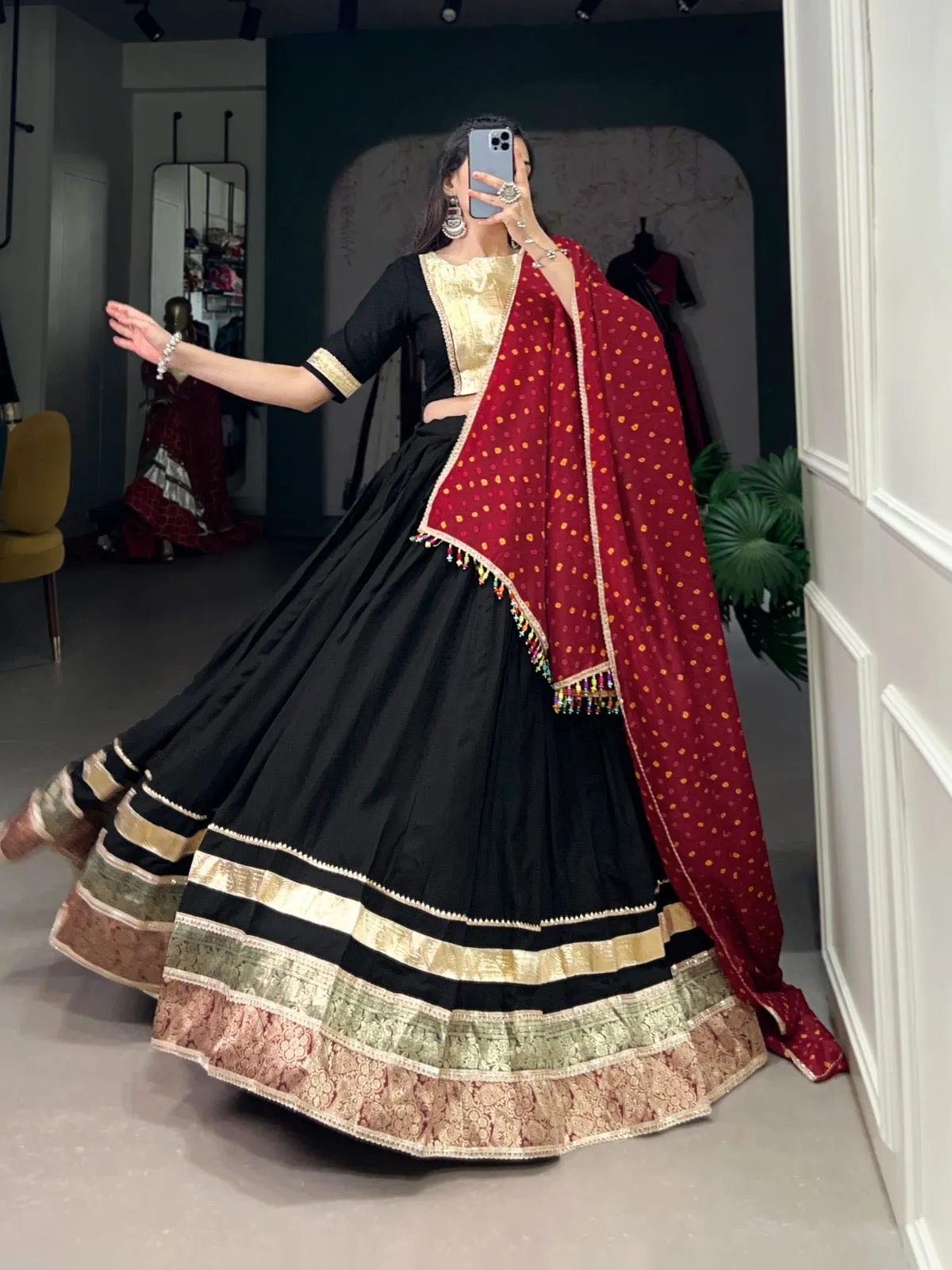 Rayon Jeckard Emboss work Navratri Special Chaniya Choli