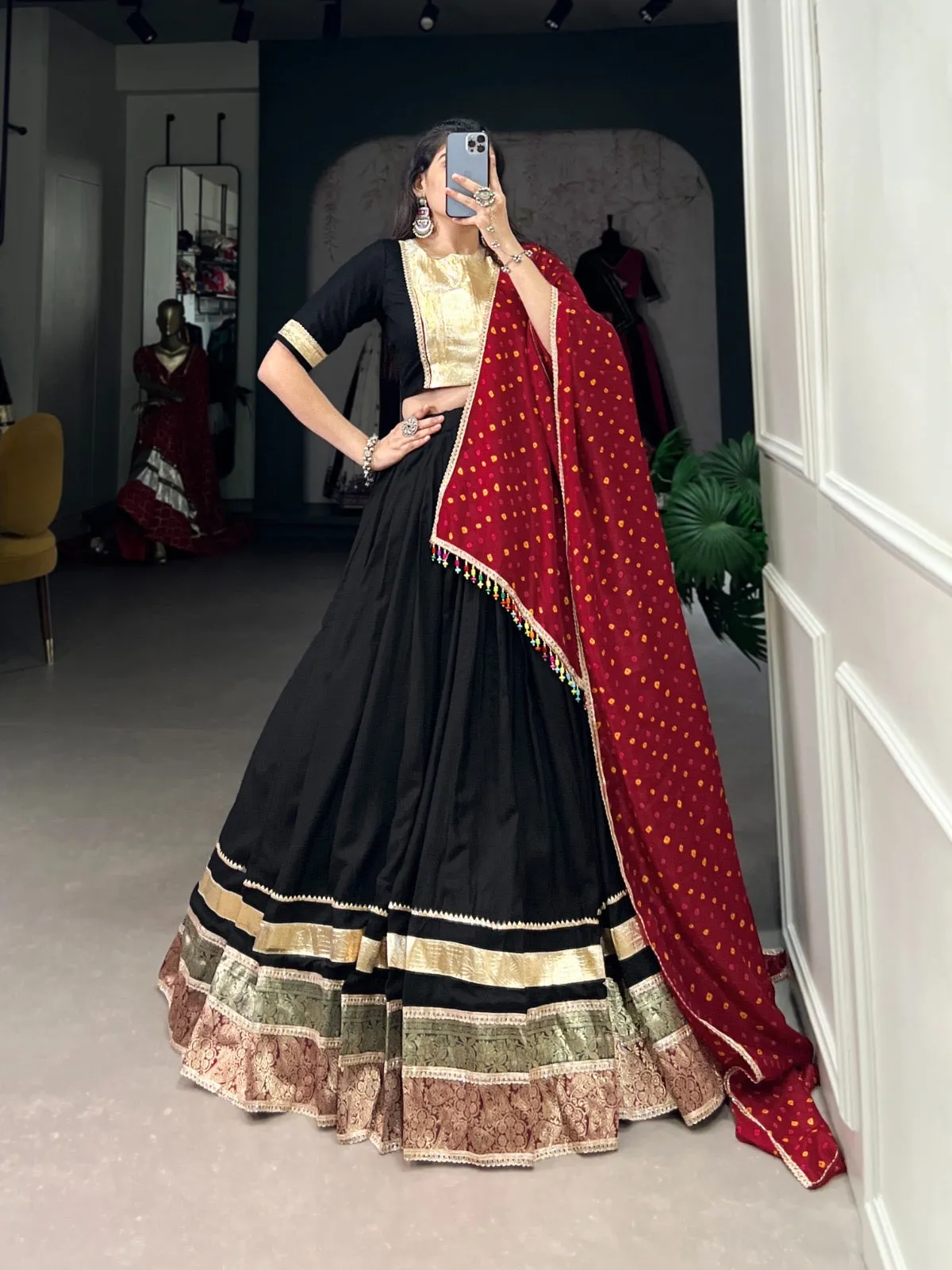 Rayon Jeckard Emboss work Navratri Special Chaniya Choli