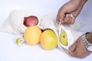 Re-usable and Eco-Friendly 6x10 Inches Cotton Double Drawstring Muslin Bags- Set of 100