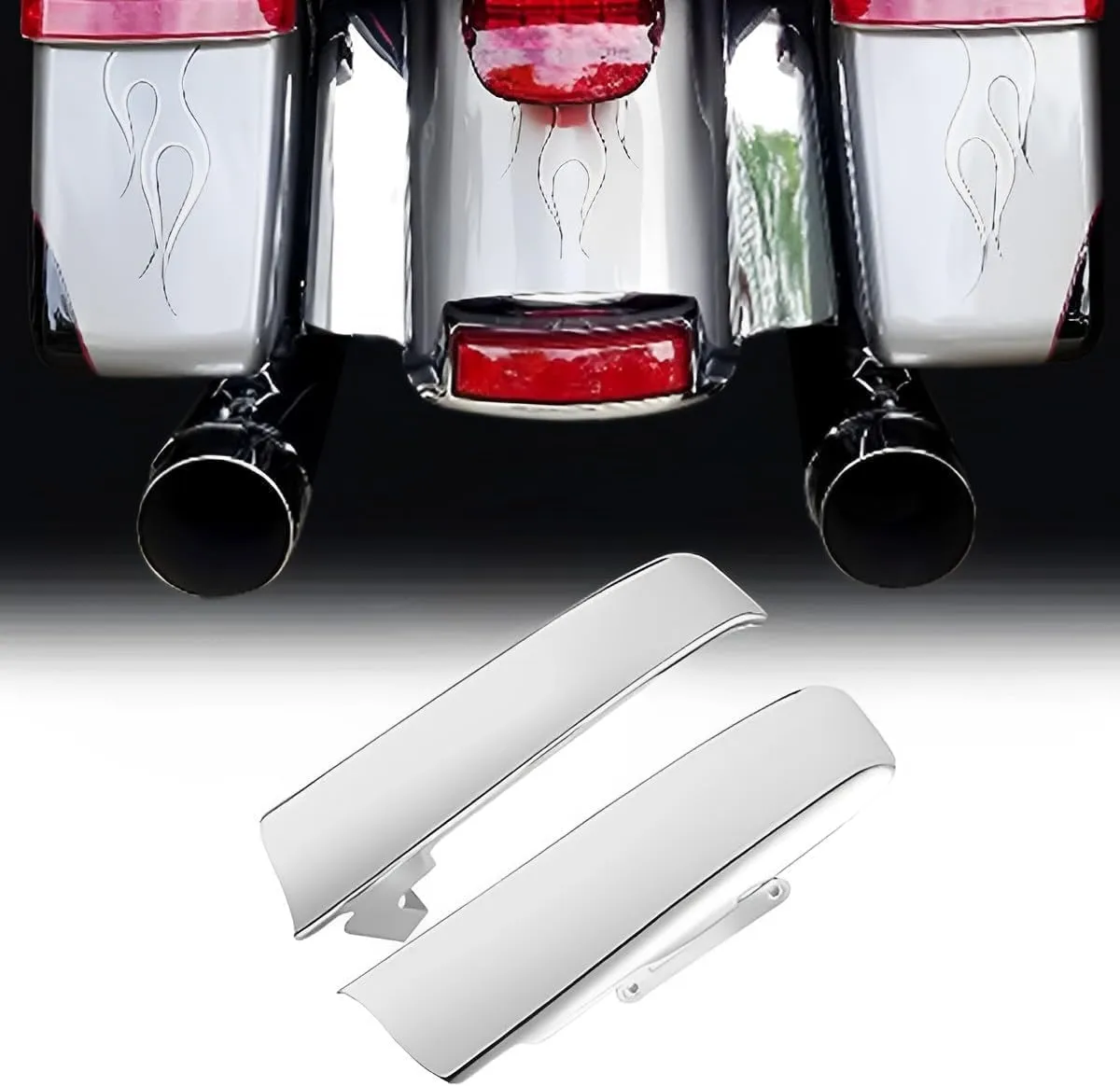 Rear Saddlebag Gap Filler Strips 2014-2023 Compatible with Harley Touring, Road King, Road Glide, Electra Glide, Ultra Limited, Chrome (2014-2023)