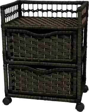 Red Lantern 23" Natural Fiber Chest Wheels-Black Unit, 2 Drawer