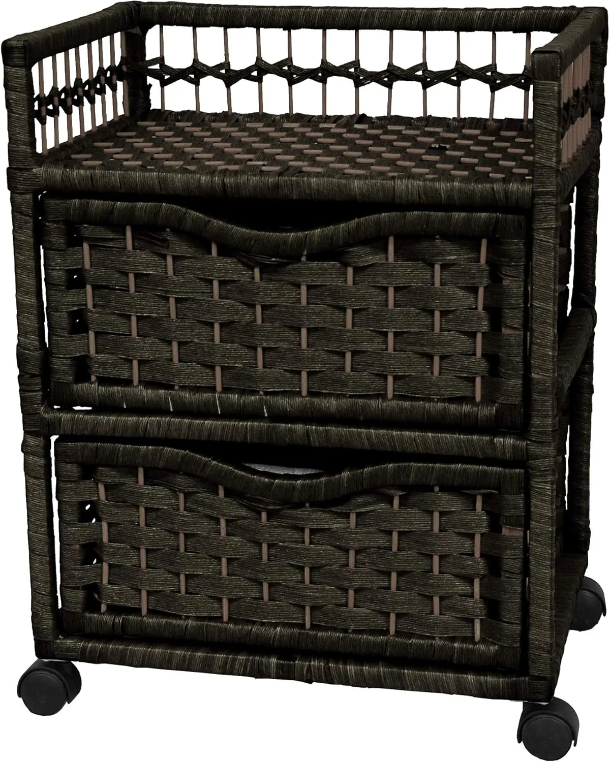 Red Lantern 23" Natural Fiber Chest Wheels-Black Unit, 2 Drawer
