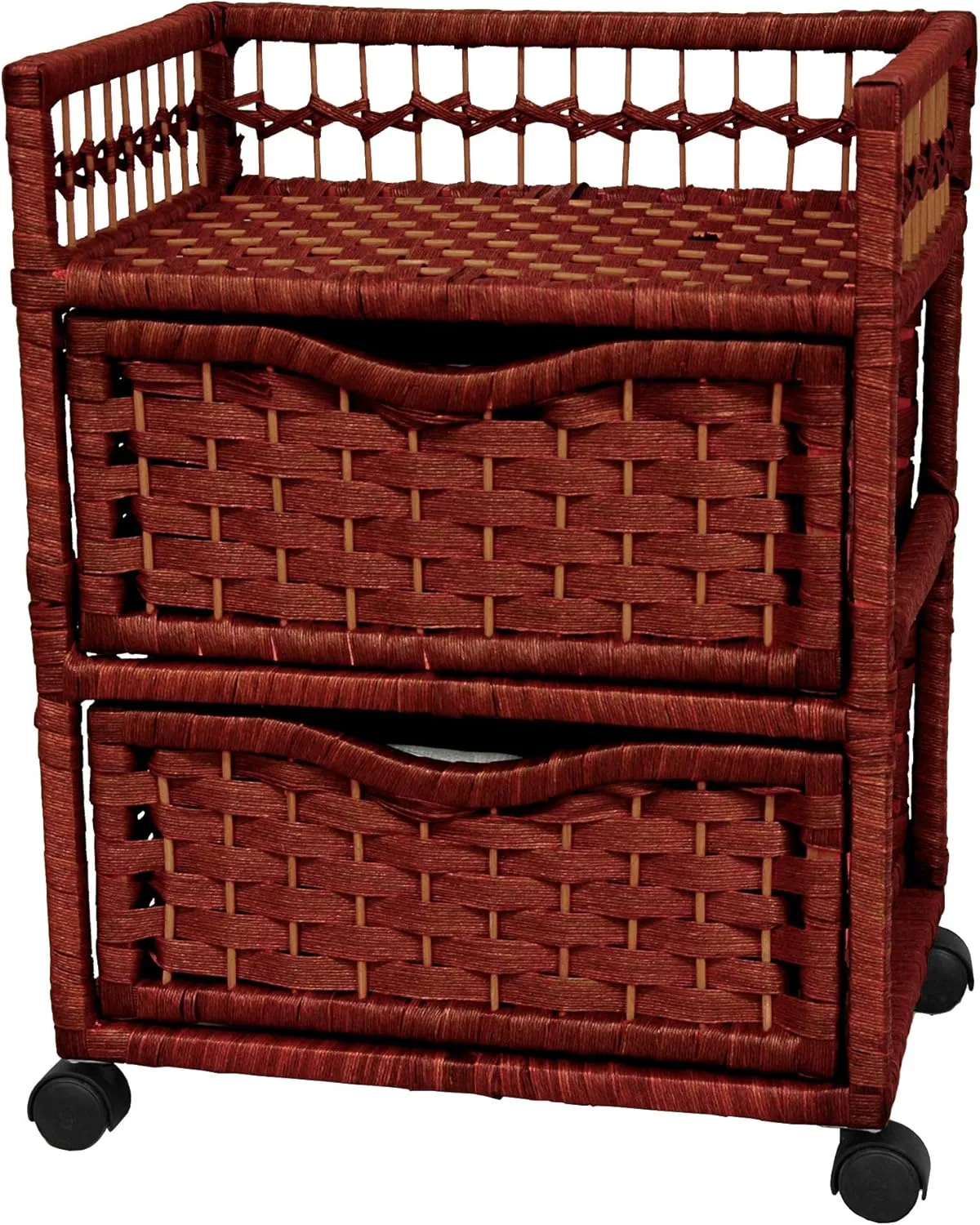 Red Lantern 23" Natural Fiber Chest Wheels-Mahogany Unit, 2 Drawer