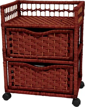 Red Lantern 23" Natural Fiber Chest Wheels-Mahogany Unit, 2 Drawer