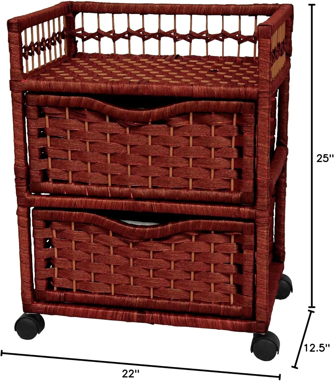 Red Lantern 23" Natural Fiber Chest Wheels-Mahogany Unit, 2 Drawer