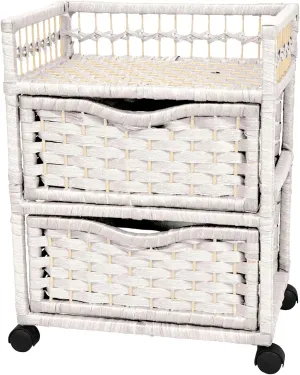 Red Lantern 23" Natural Fiber Chest Wheels-White Unit, 2 Drawer