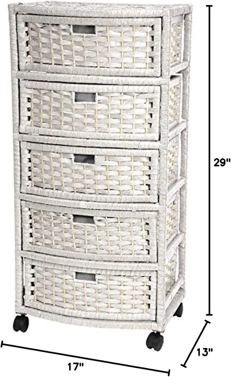 Red Lantern Oriental Furniture 37" Natural Fiber White Chest, 5 Drawer