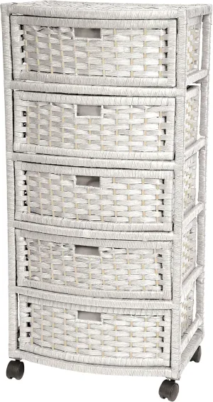 Red Lantern Oriental Furniture 37" Natural Fiber White Chest, 5 Drawer