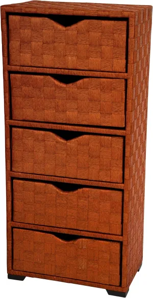 Red Lantern Oriental Furniture Natural Fiber Five Honey Chest, 5 Drawer