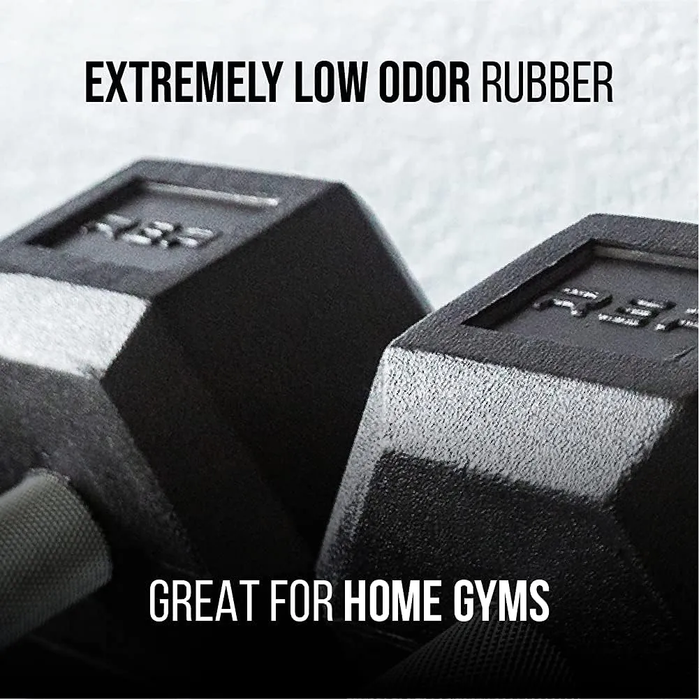 Rep Rubber Hex Dumbbell Sets with Racks. 5-50, 5-75, or 5-100 LB Sets available with Black, Blue or Red Racks to Match your Home Gym. For Strength Training, Conditioning, and Full-Body Workouts.