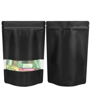 Resealable Mylar Stand Up Bags 20x12cm - Black Food Packaging Zip Pouch - Bulk