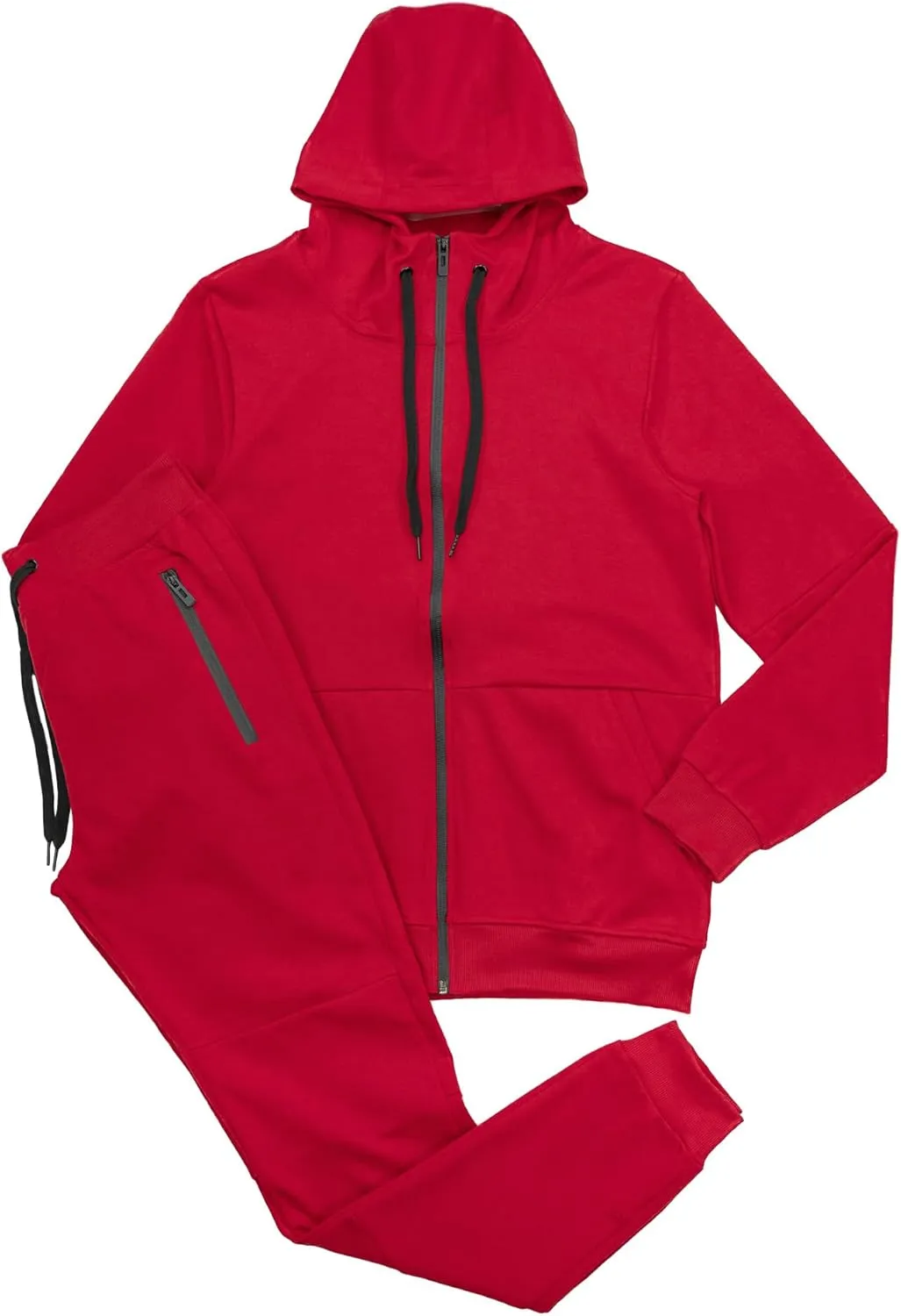Riflessi Men's Athletic Sports Casual 2 Piece Solid Color Tracksuit Hoodie Jogger Pants Sweatsuit Set
