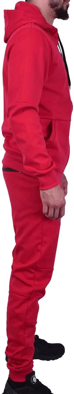 Riflessi Men's Athletic Sports Casual 2 Piece Solid Color Tracksuit Hoodie Jogger Pants Sweatsuit Set