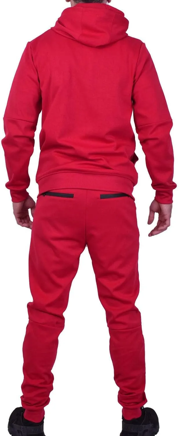 Riflessi Men's Athletic Sports Casual 2 Piece Solid Color Tracksuit Hoodie Jogger Pants Sweatsuit Set