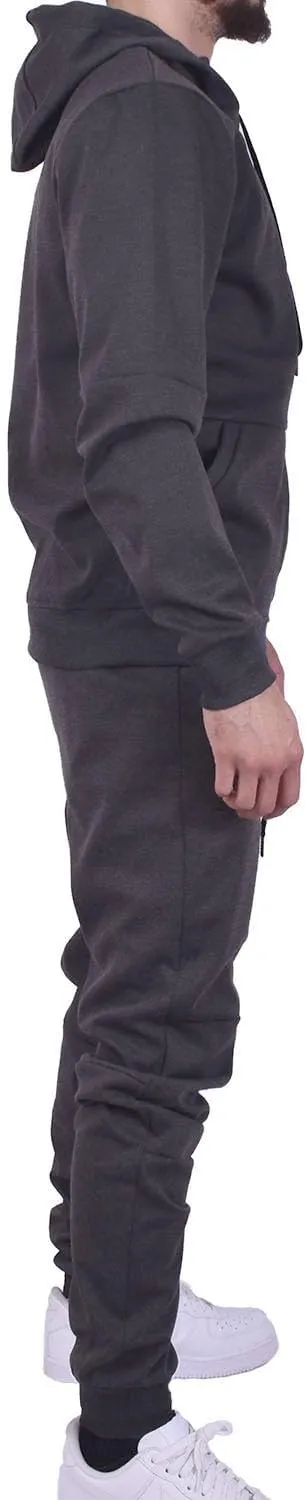 Riflessi Men's Athletic Sports Casual 2 Piece Solid Color Tracksuit Hoodie Jogger Pants Sweatsuit Set