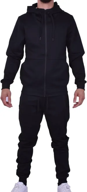 Riflessi Men's Athletic Sports Casual 2 Piece Solid Color Tracksuit Hoodie Jogger Pants Sweatsuit Set
