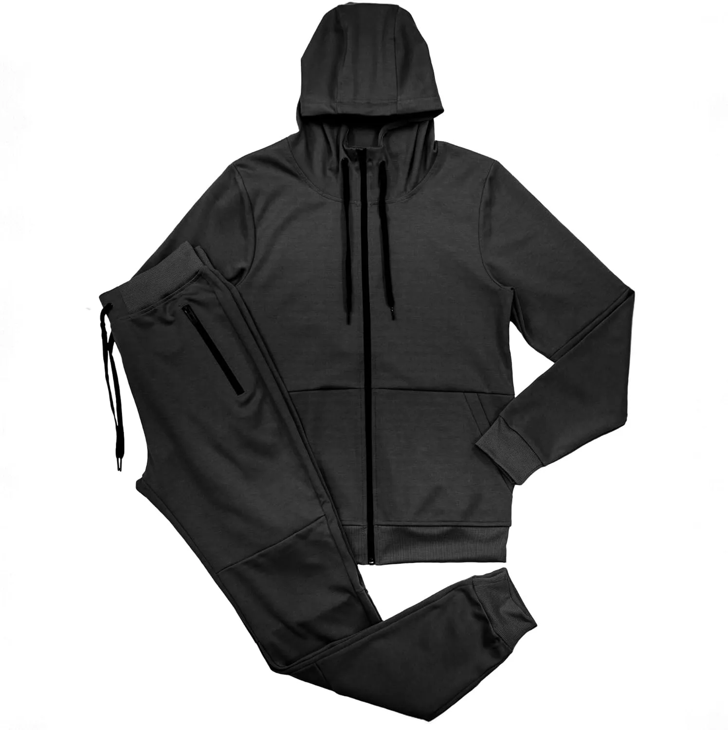 Riflessi Men's Athletic Sports Casual 2 Piece Solid Color Tracksuit Hoodie Jogger Pants Sweatsuit Set