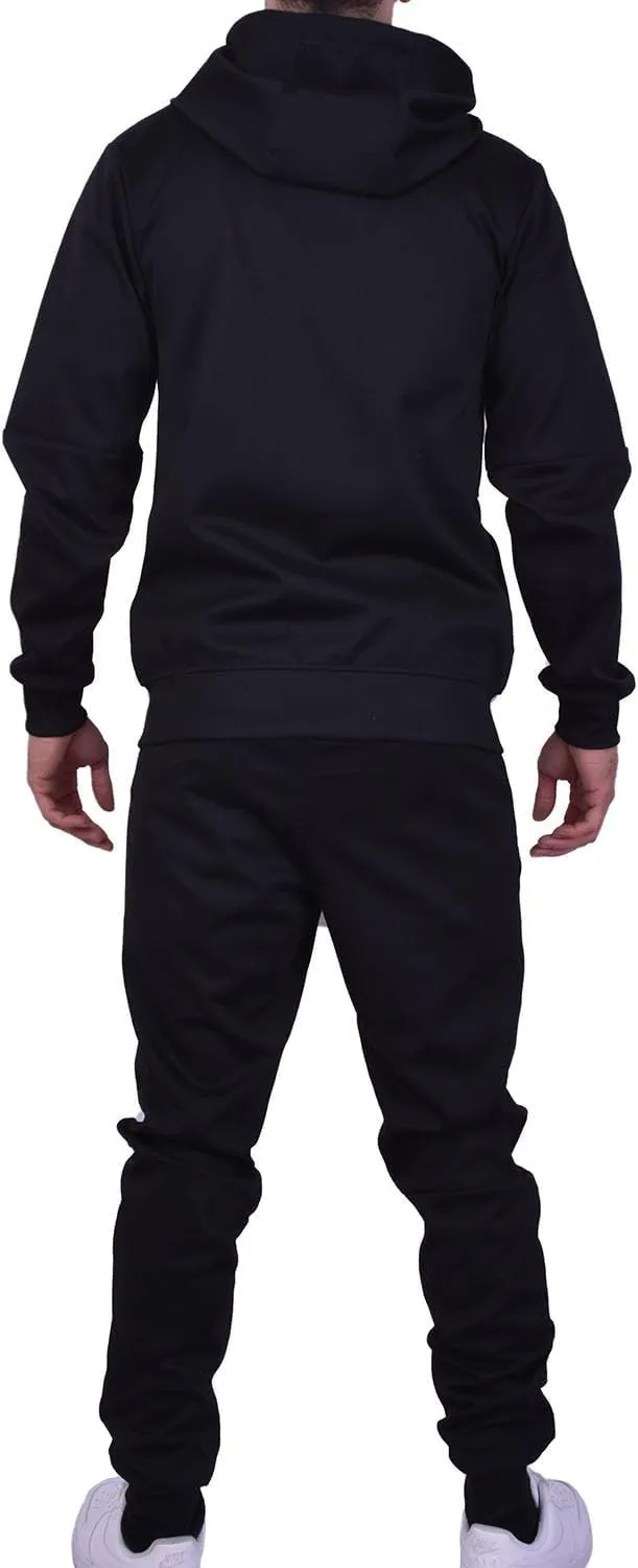 Riflessi Men's Athletic Sports Casual 2 Piece Solid Color Tracksuit Hoodie Jogger Pants Sweatsuit Set