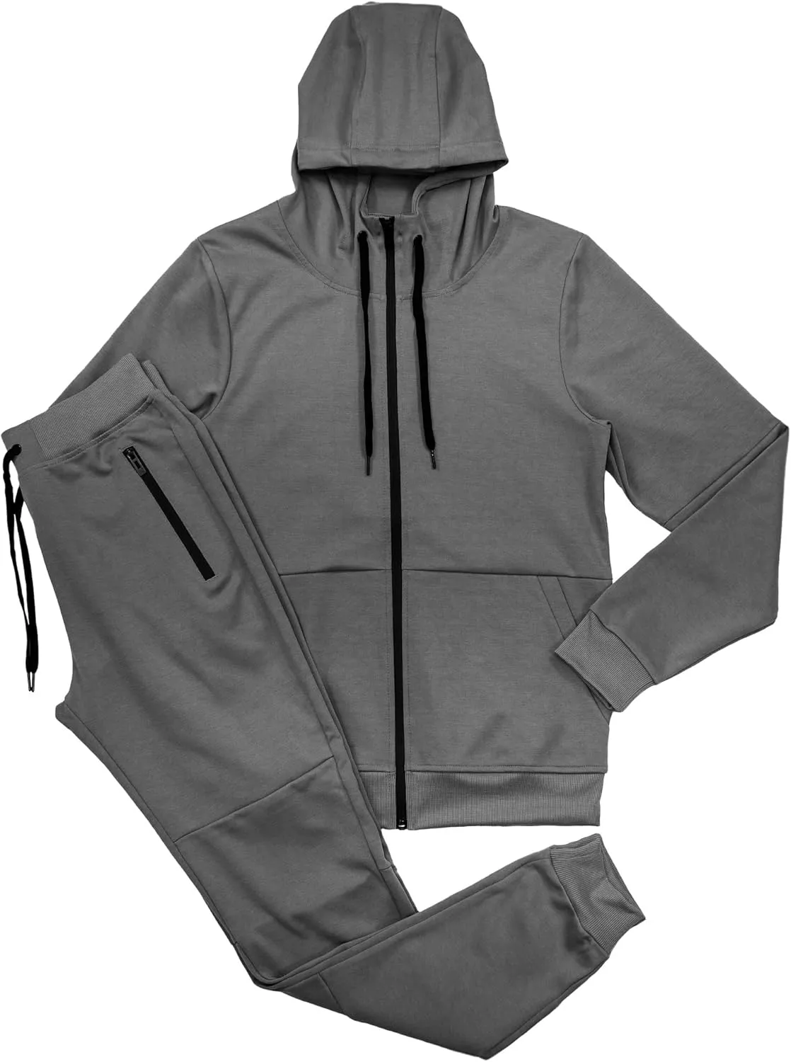 Riflessi Men's Athletic Sports Casual 2 Piece Solid Color Tracksuit Hoodie Jogger Pants Sweatsuit Set