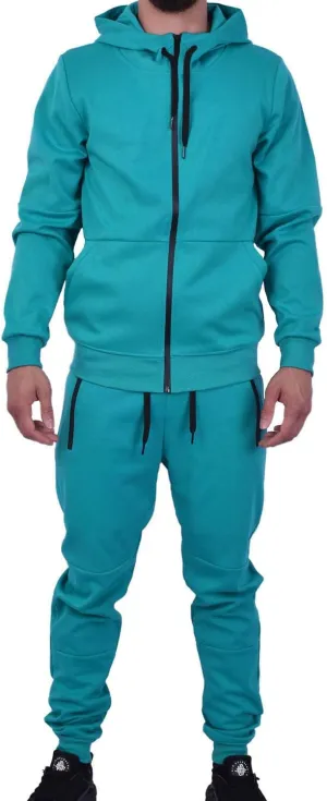 Riflessi Men's Athletic Sports Casual 2 Piece Solid Color Tracksuit Hoodie Jogger Pants Sweatsuit Set