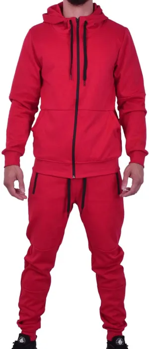 Riflessi Men's Athletic Sports Casual 2 Piece Solid Color Tracksuit Hoodie Jogger Pants Sweatsuit Set