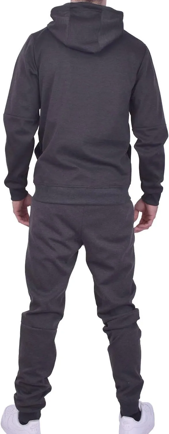 Riflessi Men's Athletic Sports Casual 2 Piece Solid Color Tracksuit Hoodie Jogger Pants Sweatsuit Set