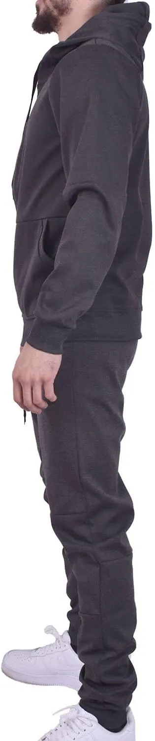 Riflessi Men's Athletic Sports Casual 2 Piece Solid Color Tracksuit Hoodie Jogger Pants Sweatsuit Set