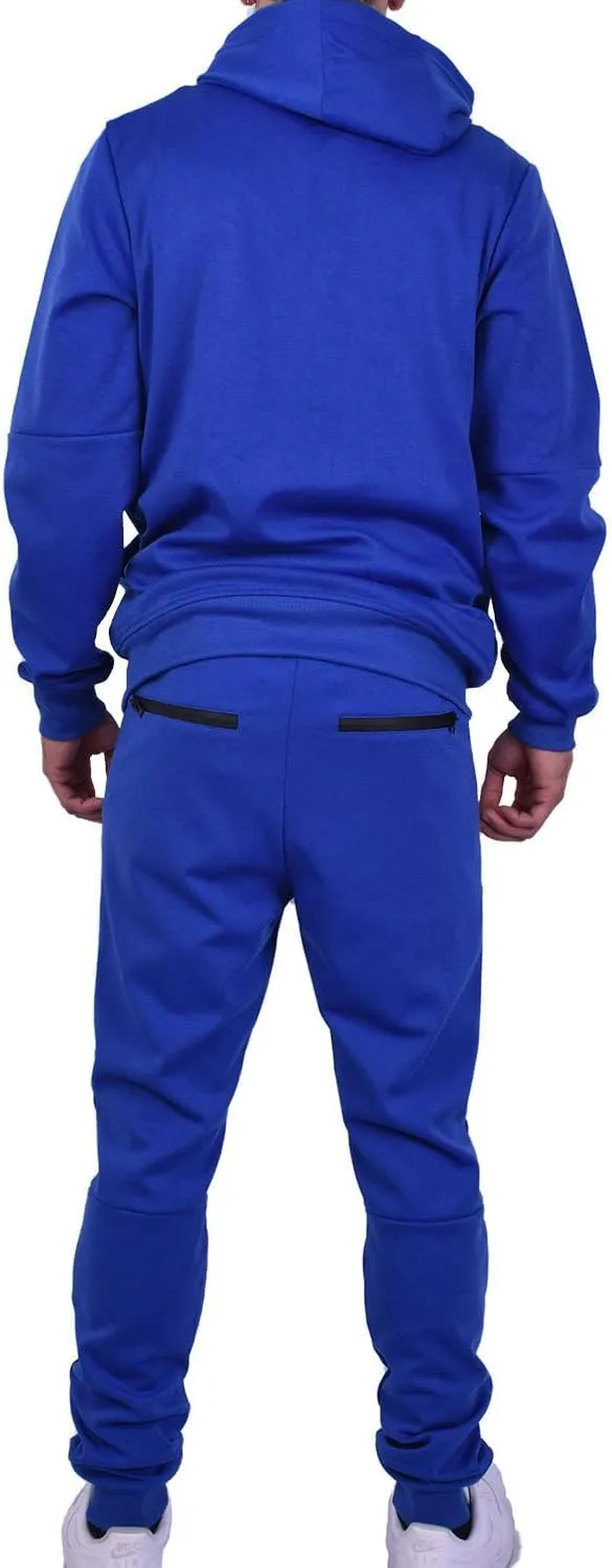 Riflessi Men's Athletic Sports Casual 2 Piece Solid Color Tracksuit Hoodie Jogger Pants Sweatsuit Set