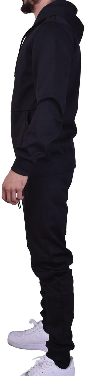 Riflessi Men's Athletic Sports Casual 2 Piece Solid Color Tracksuit Hoodie Jogger Pants Sweatsuit Set