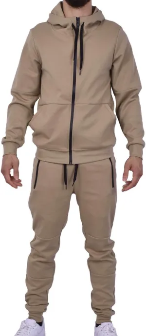 Riflessi Men's Athletic Sports Casual 2 Piece Solid Color Tracksuit Hoodie Jogger Pants Sweatsuit Set