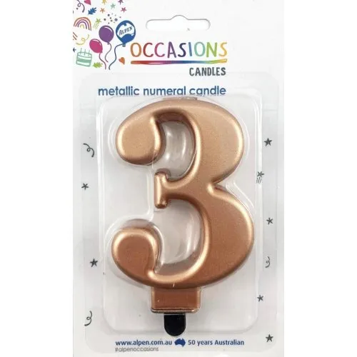 Rose Gold Jumbo Candles "0" - "9"