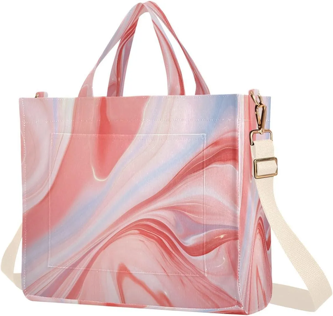 Rose Gold Marble Texture Women's Tote Handbags Top Handle Satchel Shoulder Bag Crossbody Bag