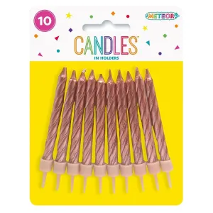 Rose Gold Metallic Spiral Birthday Candles 10pk