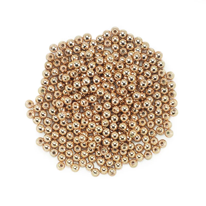 ROUND 4MM ROSE GOLD PLASTIC BEAD 20G
