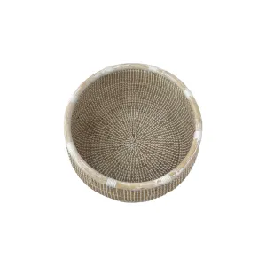 ROUND BASKET RATTAN RIM SEAGRASS