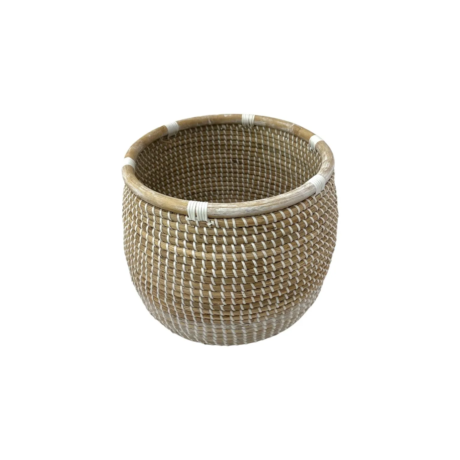 ROUND BASKET RATTAN RIM SEAGRASS