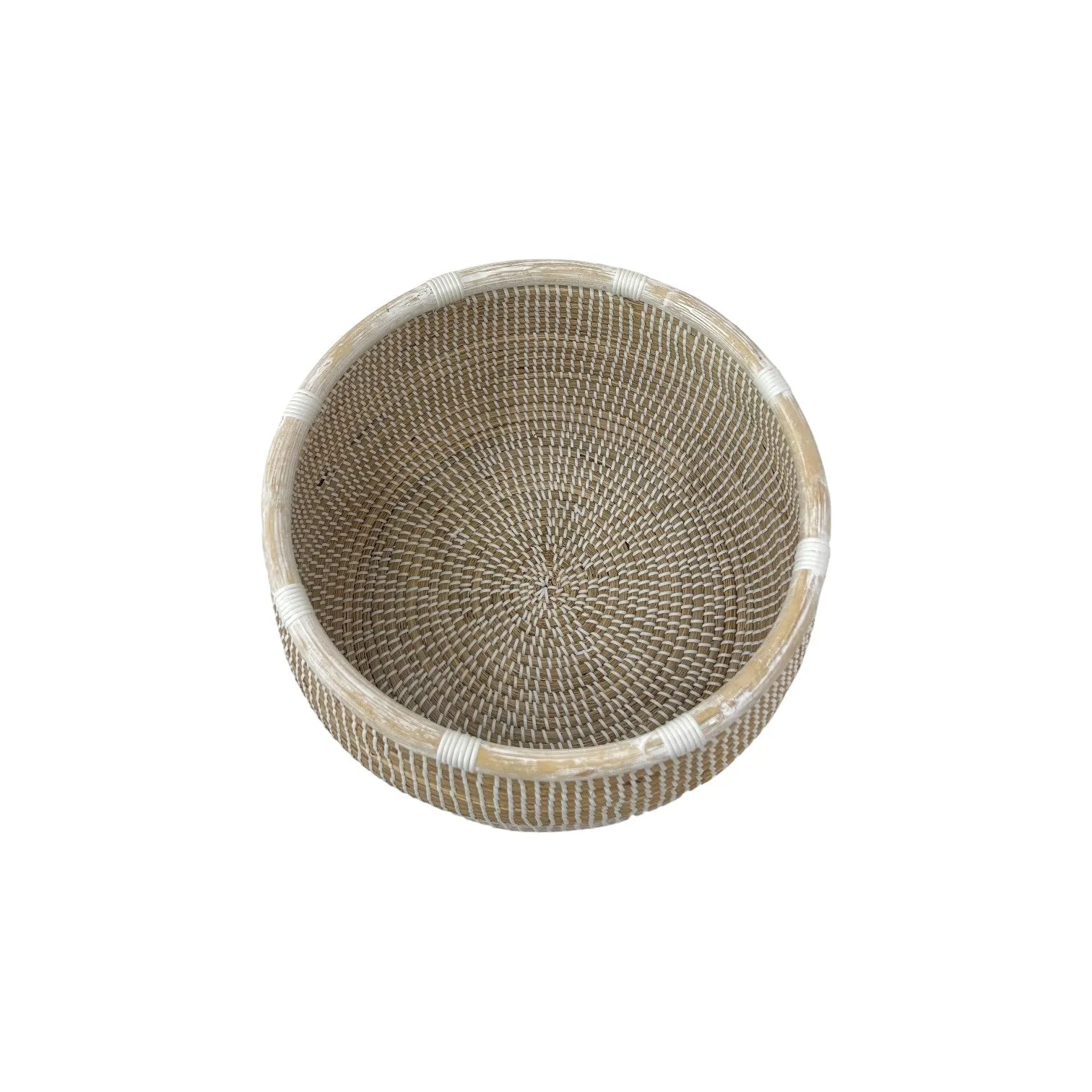 ROUND BASKET RATTAN RIM SEAGRASS