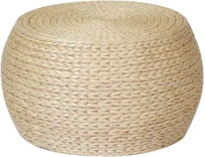 Round Pouf Ottoman 12.2" Patio Pouf Ottoman, Natural Jute Woven Boho Foot Rest Stool, Hand Woven Natural Seagrass Rattan Indoor Outdoor Patio Seat