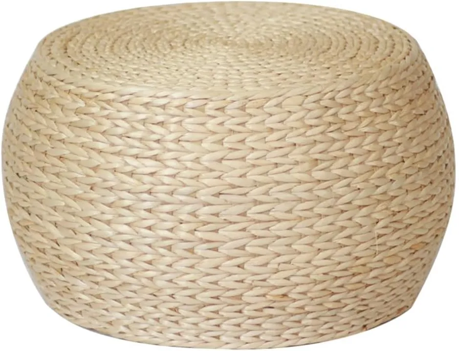 Round Pouf Ottoman 12.2" Patio Pouf Ottoman, Natural Jute Woven Boho Foot Rest Stool, Hand Woven Natural Seagrass Rattan Indoor Outdoor Patio Seat
