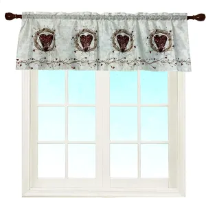 Rustic Country Hearts Window Curtain Valance Rod Pocket for Decorative 58 X 18 Inches