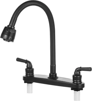 RV Kitchen Faucet Non-Metallic, Flexible Spout for Campers, Motorhomes, Travel Trailers (Black)