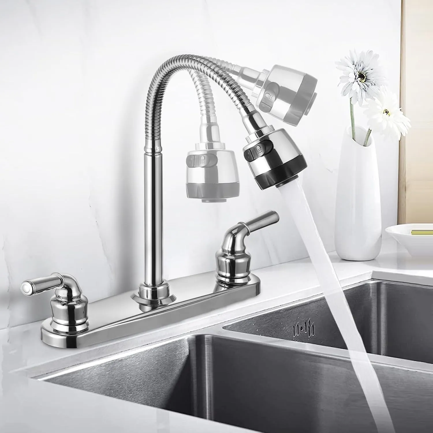 RV Kitchen Faucet Non-Metallic, Flexible Spout for Campers, Motorhomes, Travel Trailers