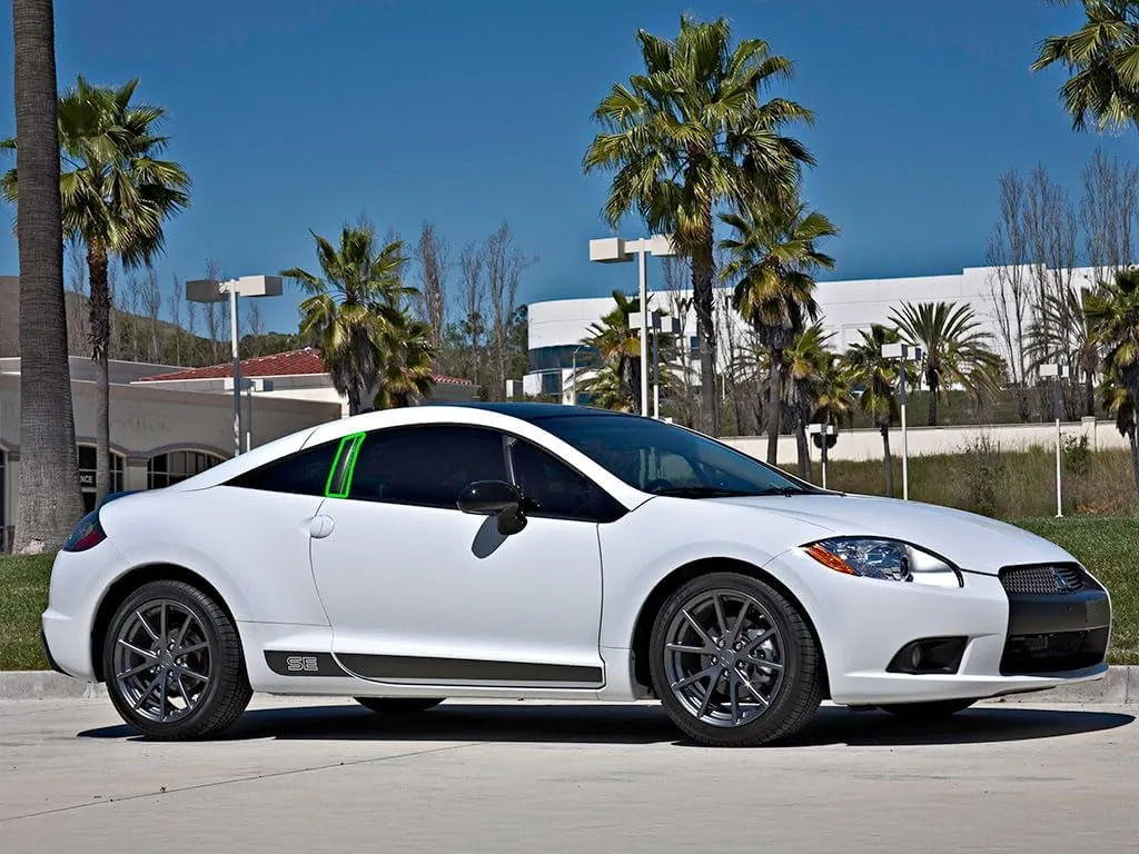 Rvinyl Pillar Post Pre Cut Window Trim Kits in Gloss Black Compatible with Mitsubishi Eclipse 2006-2012 Coupe - Adhesive Backs