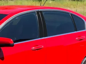 Rvinyl Pillar Post Pre Cut Window Trim Kits in Gloss Black Compatible with Pontiac G8 2008-2009 - Adhesive Backs
