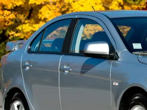 Rvinyl Pillar Post Window Trim Compatible with Mitsubishi Lancer 2002-2007 (Sedan) - Carbon Fiber 4D (Black)