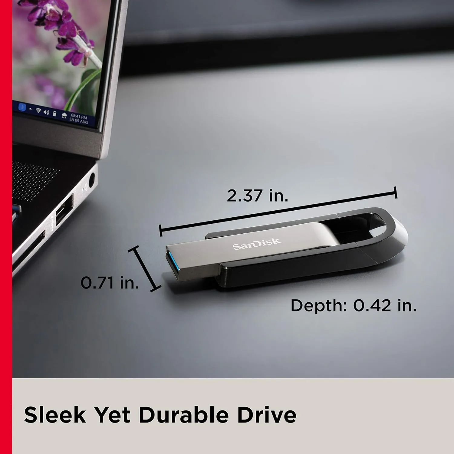 SanDisk 64GB Extreme Go USB 3.2 Type-A Flash Drive - SDCZ810-064G-G46, Metallic Bronze/Gloss Black