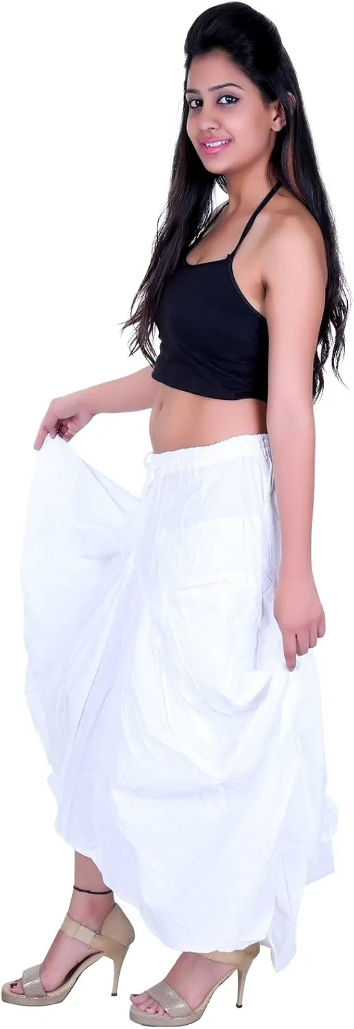 SARJANA HANDICRAFTS Women Cotton Solid Pockets Skirt Hippie Afghani Ethnic